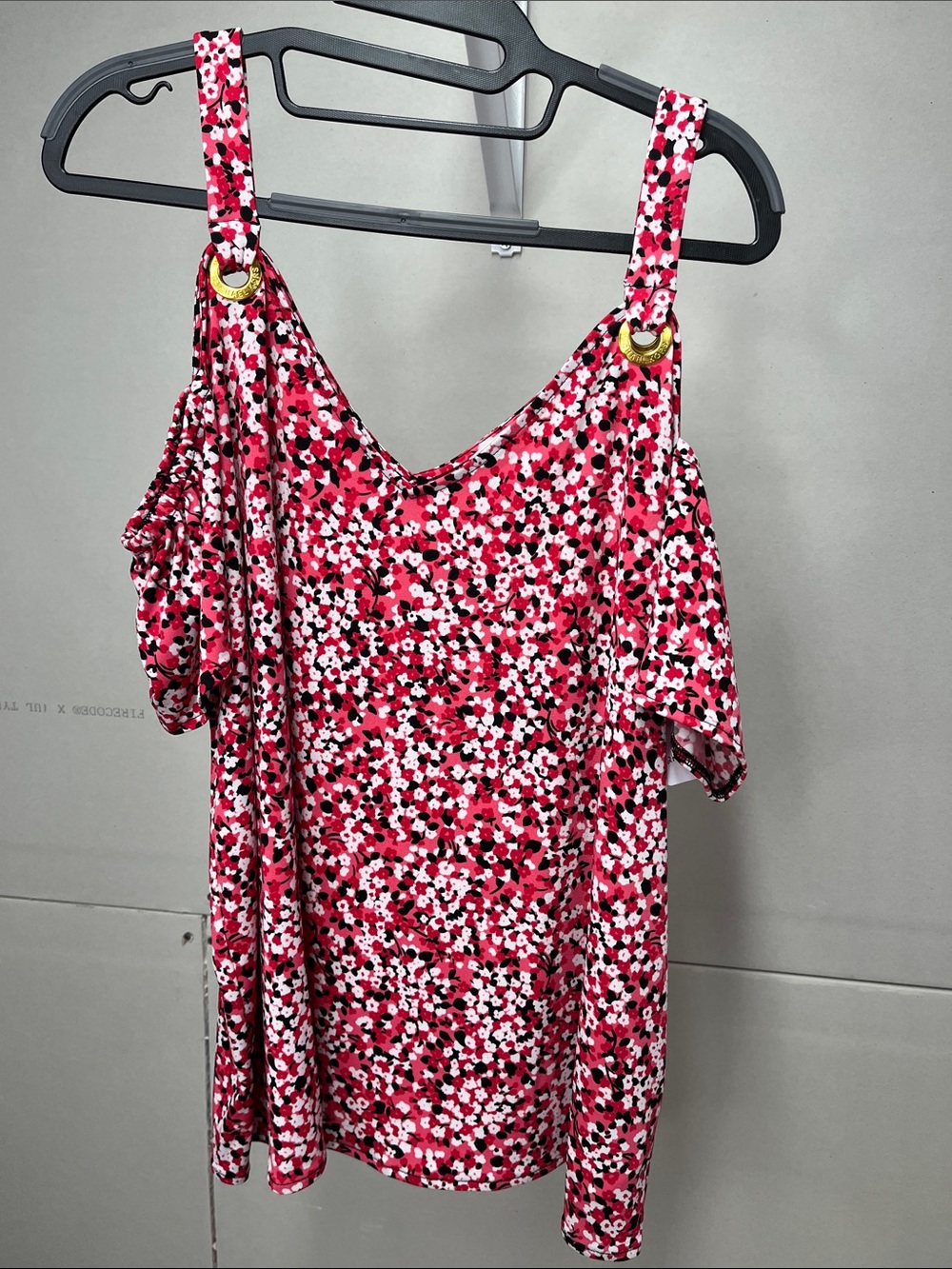 MICHAEL Michael Kors Pink Floral Cold-Shoulder Tank Top